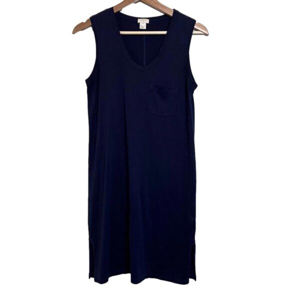 J Crew Factory Womens Size XXS Sleeveless Pocket Dress Navy Blue Tank Casual - Picture 1 of 10